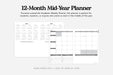 12-month mid-year planner details