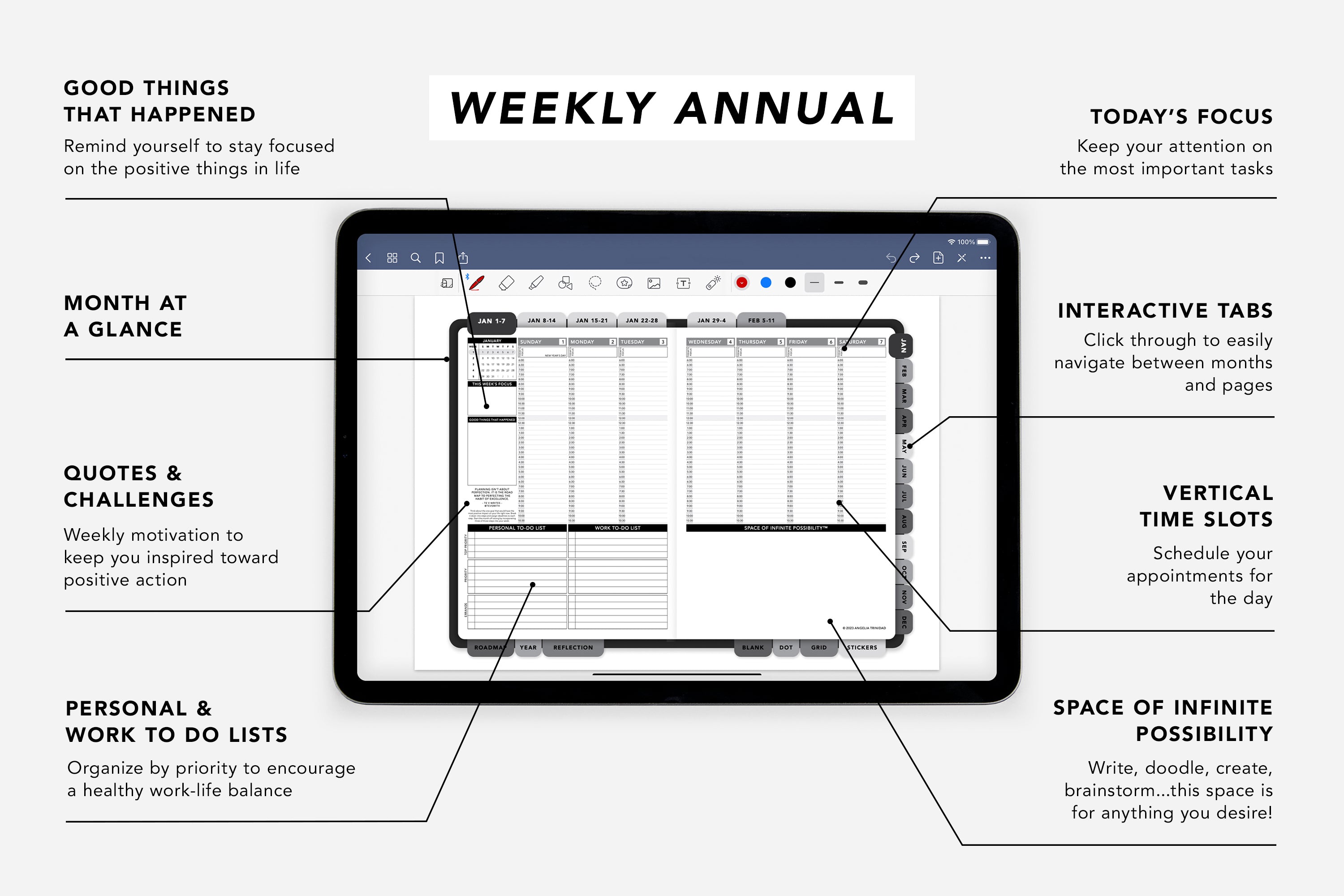 Digital Weekly 2023 Annual Elite Black - Passion Planner