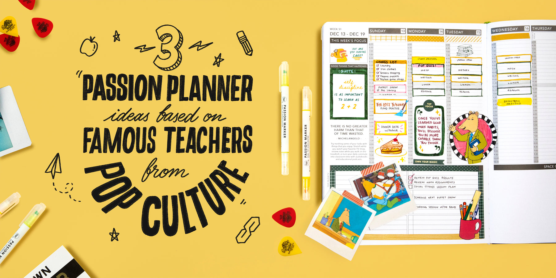 3 Passion Planner Ideas Based On Famous Teachers from Pop Culture