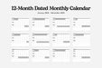 12-month dated monthly calendar