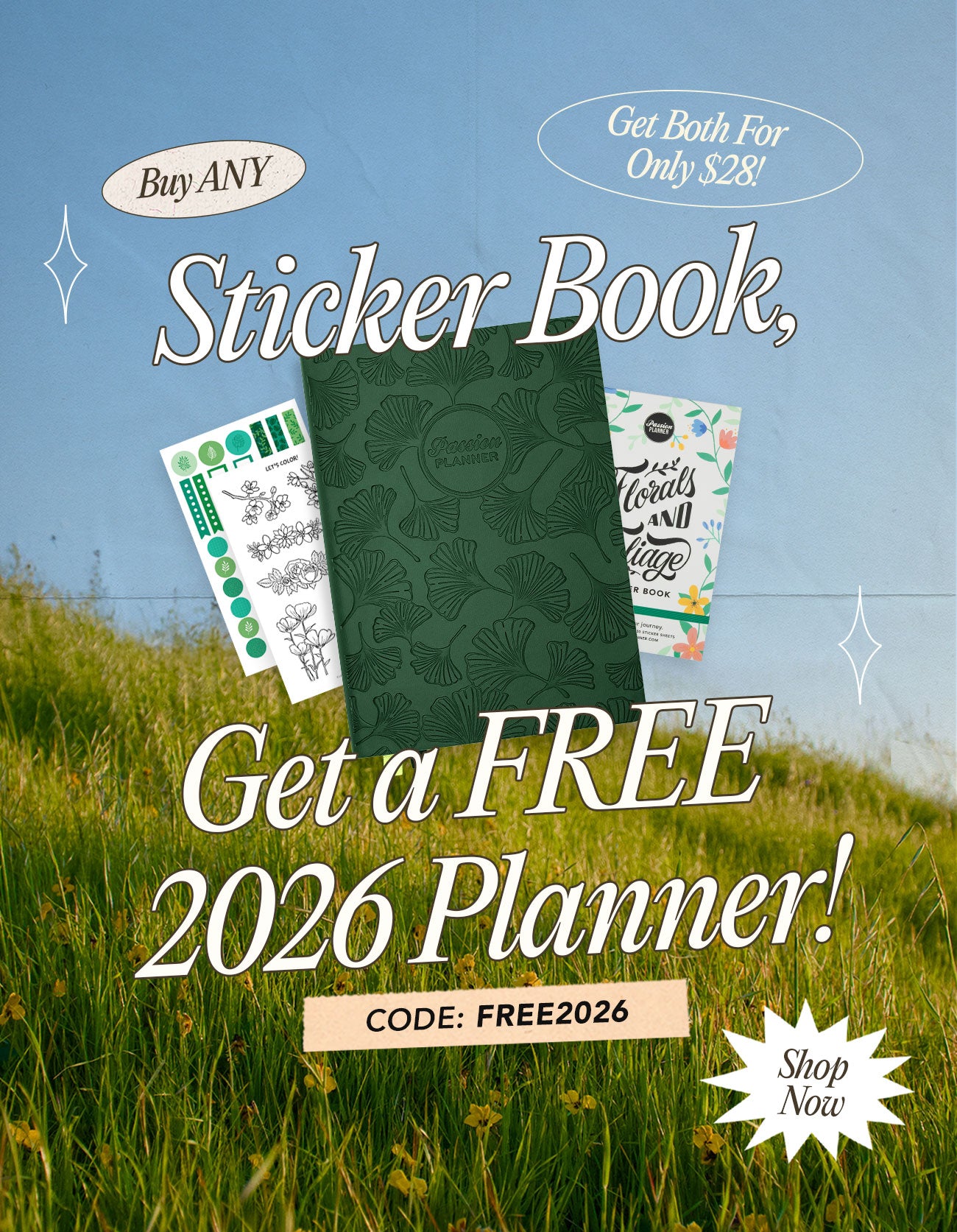 Buy Any Sticker Book, Get a FREE 2026 Planner