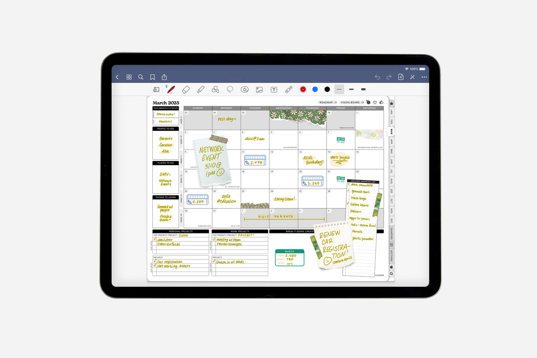 monthly digital planner layout