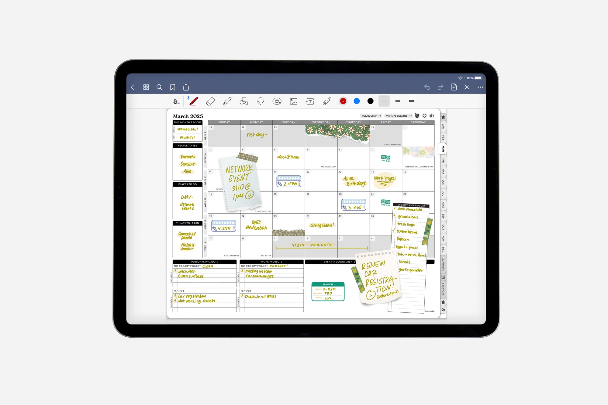 monthly digital planner layout