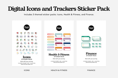 digital icons and tracker sticker pack