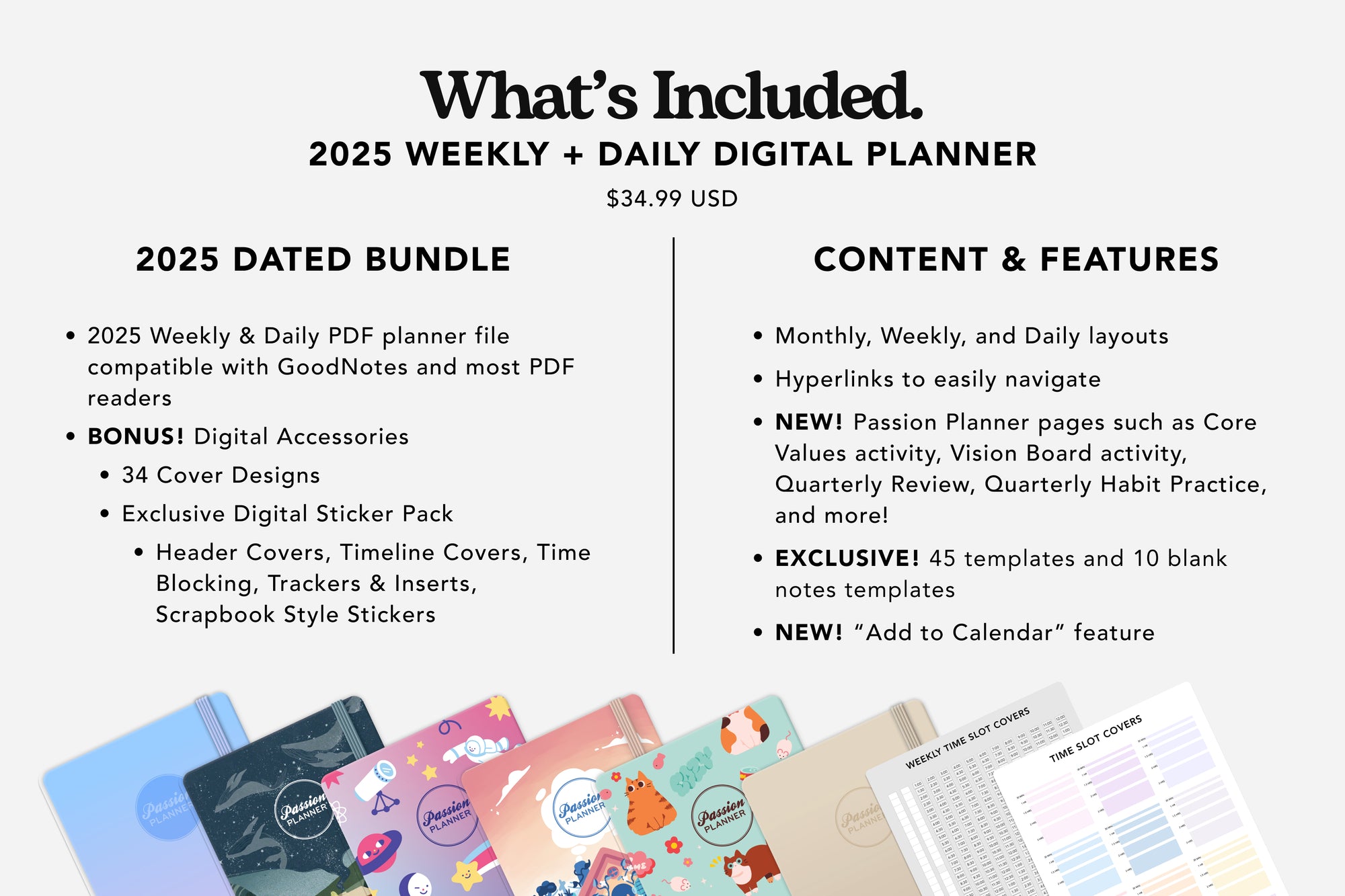2025 weekly and daily planner details