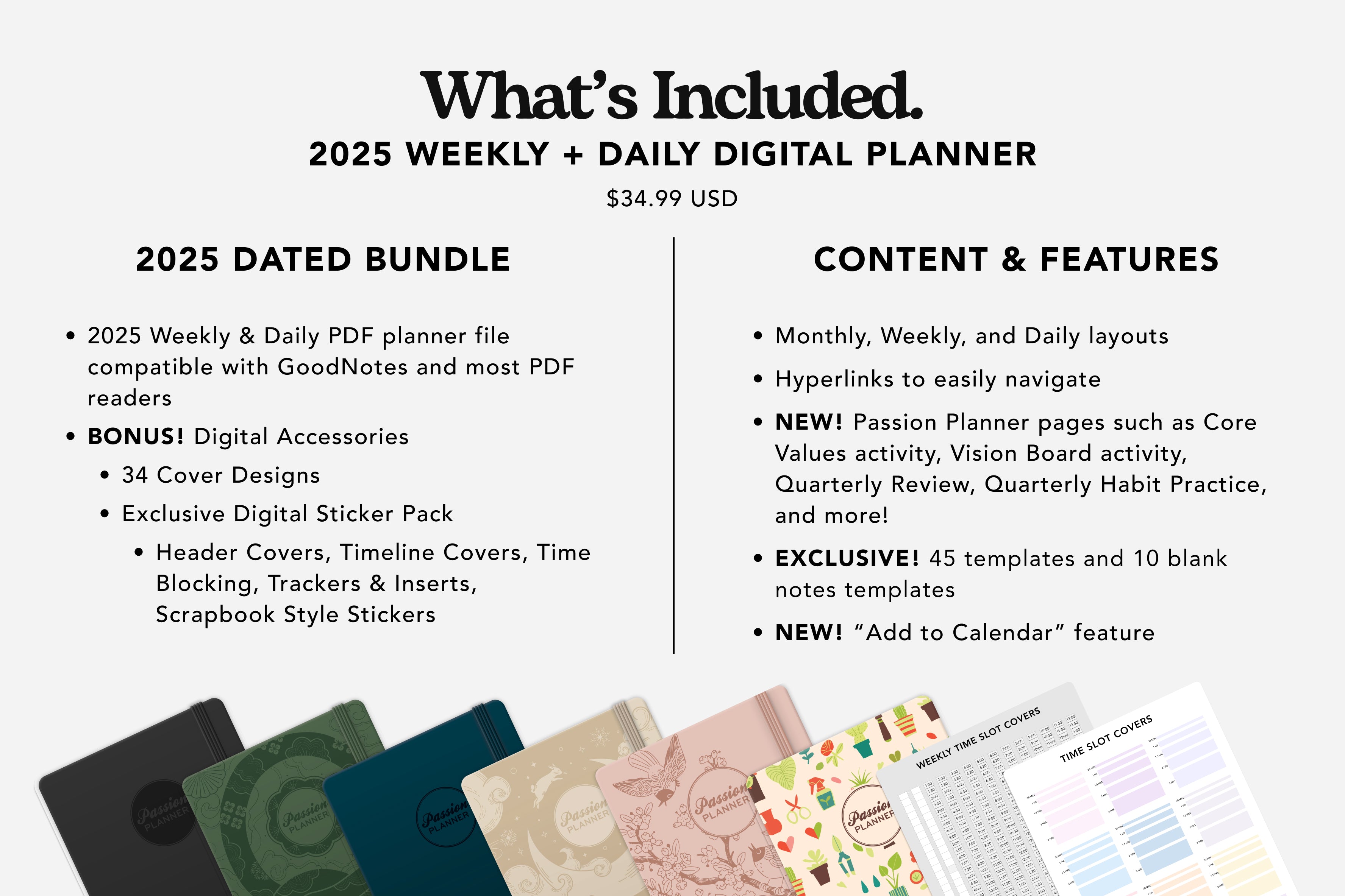 2025 weekly and daily planner details