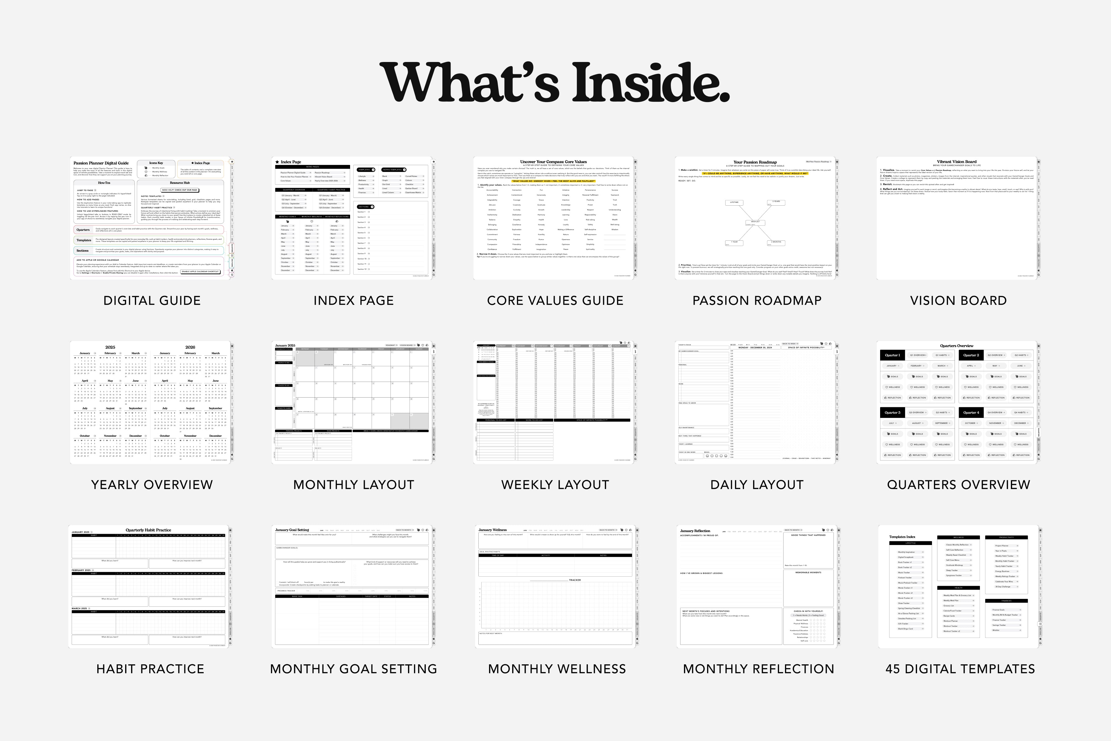 what's inside the digital planner