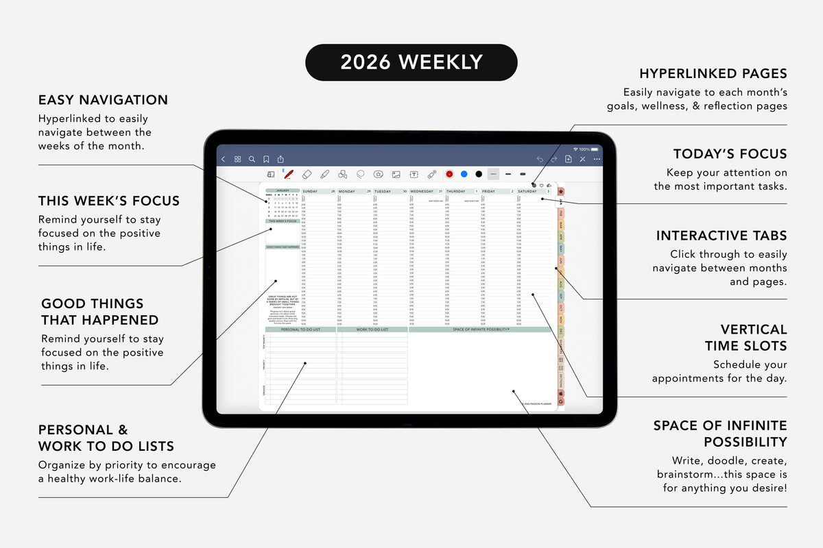Digital Planner | 2026 Weekly & Daily | Tranquil Hues | Passion Planner