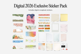 Digital 2026 Exclusive Sticker Pack with various designs on a white background