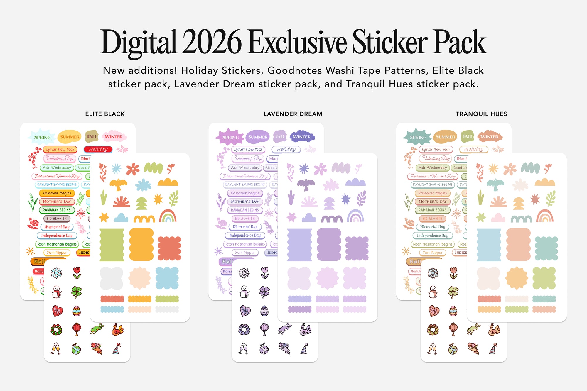 Digital 2026 Exclusive Sticker Pack with various designs on a white background