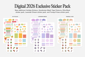 Digital 2026 Exclusive Sticker Pack with various designs on a white background