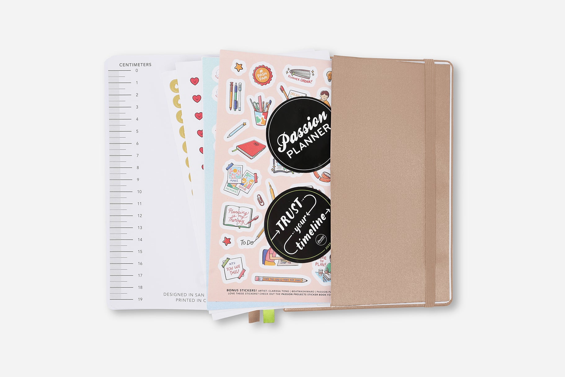 Passion Planner back pocket and free stickers