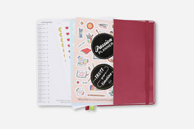 Red Passion Planner back pocket and free stickers 