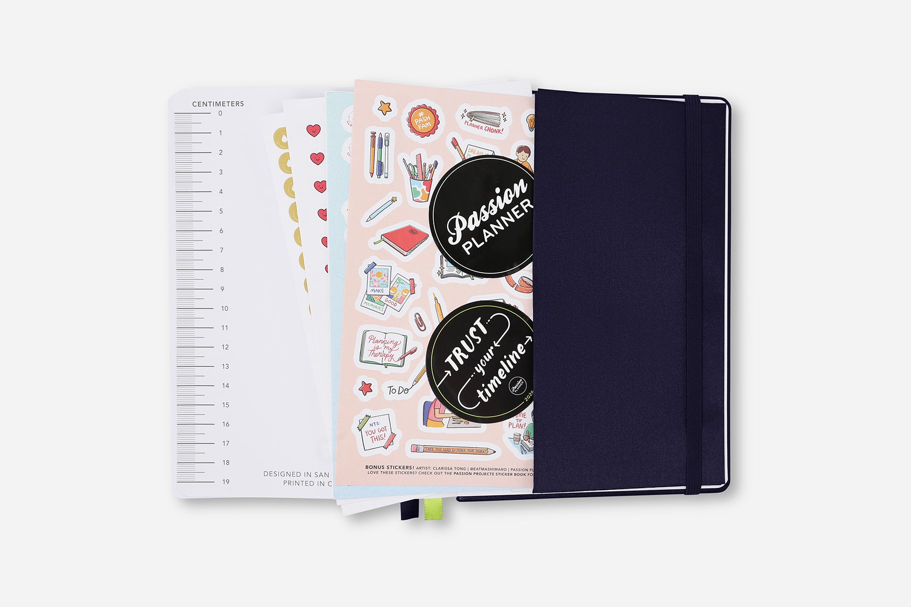 Passion Planner back pocket and free stickers 