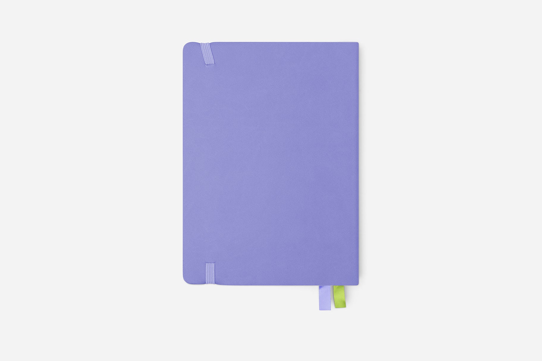 Purple planner with a green bookmark on a white background