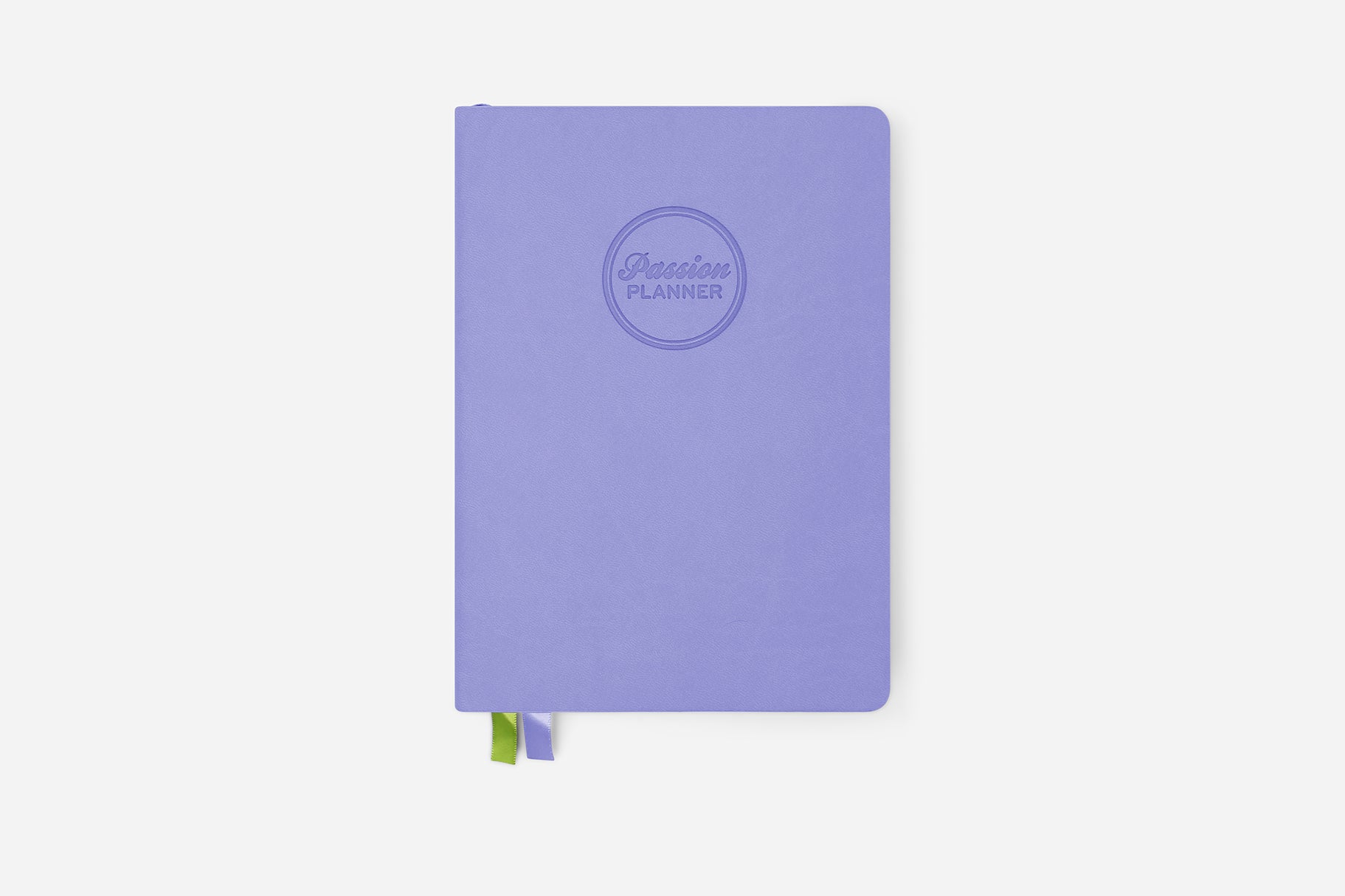 Purple planner with a Passion Planner logo on a white background