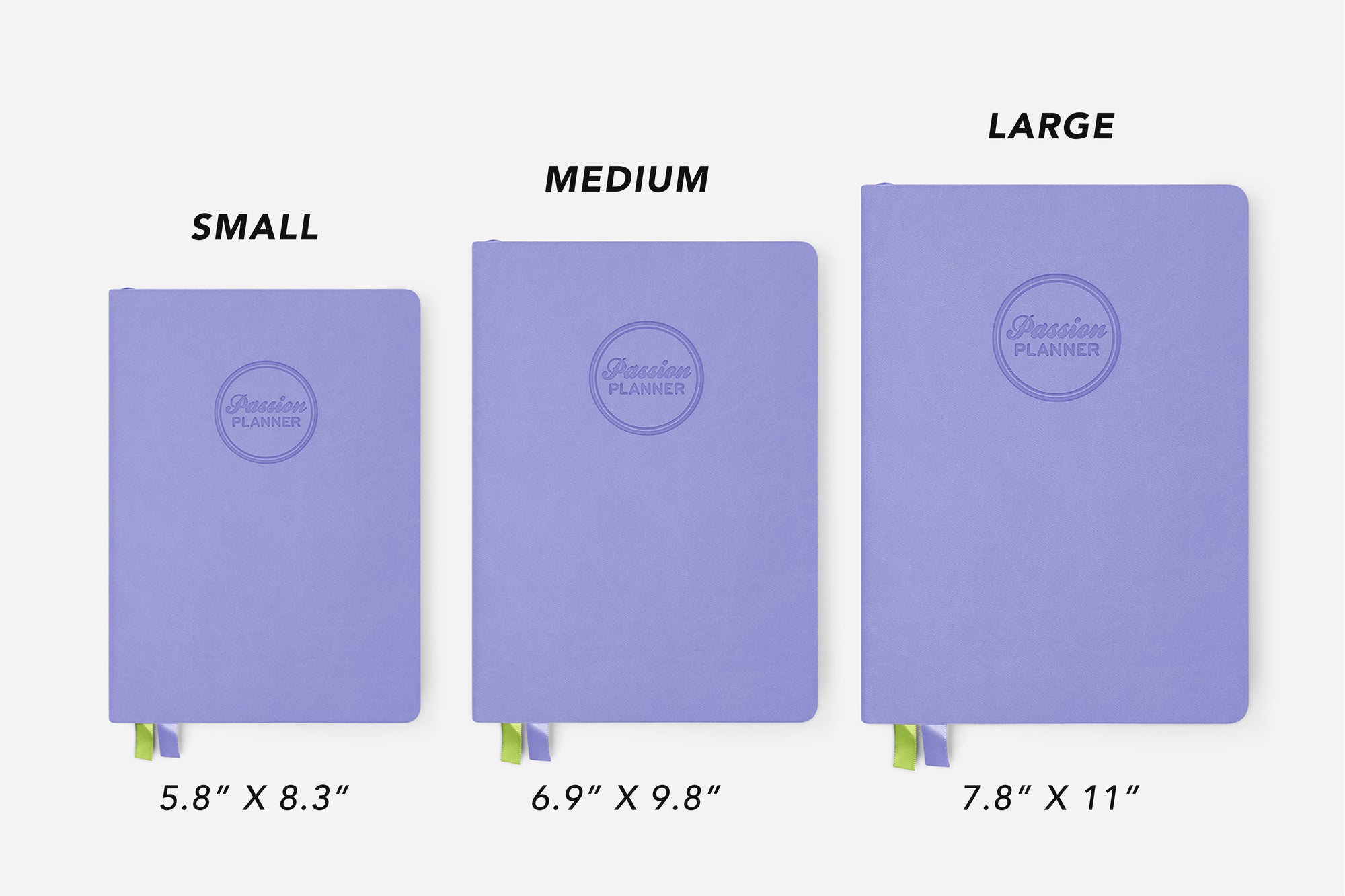Periwinkle Passion Planner size comparison
