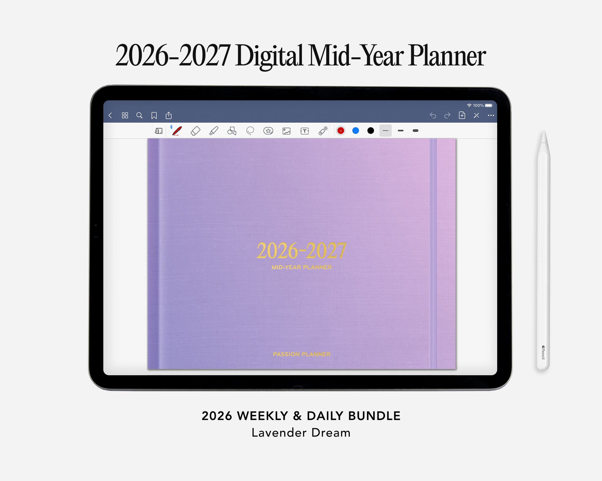 Digital Mid-Year Planner - 2026-2027 Weekly & Daily - Lavender Dream Bundle