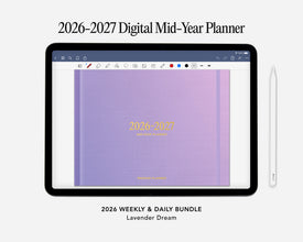 Digital Mid-Year Planner - 2026-2027 Weekly & Daily - Lavender Dream Bundle