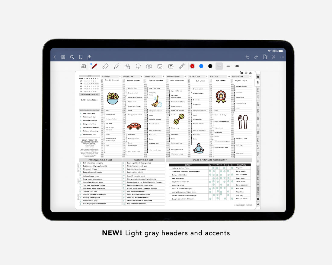 Digital Mid-Year Planner - 2026-2027 Weekly &amp; Daily - Elite Black Bundle