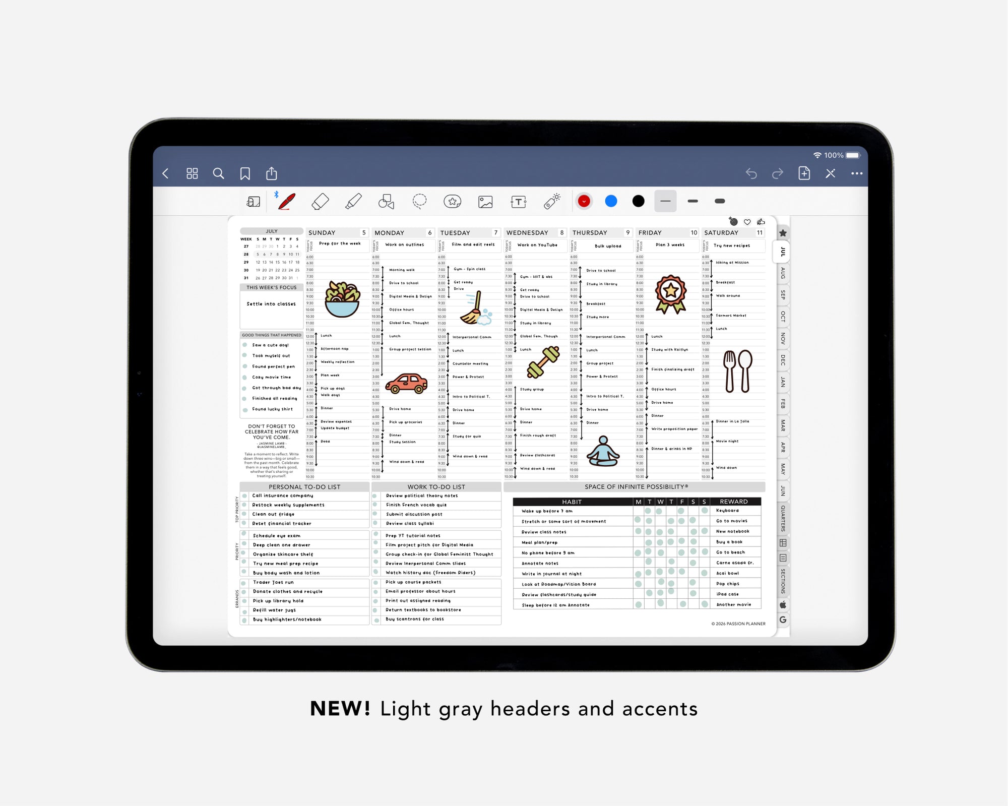 Digital Mid-Year Planner - 2026-2027 Weekly & Daily - Elite Black Bundle