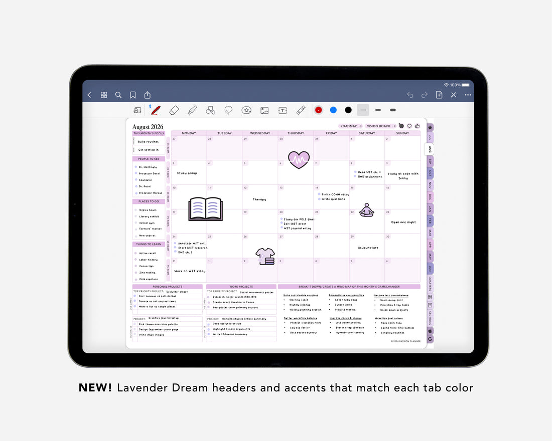 Digital Mid-Year Planner - 2026-2027 Weekly &amp; Daily - Lavender Dream Bundle
