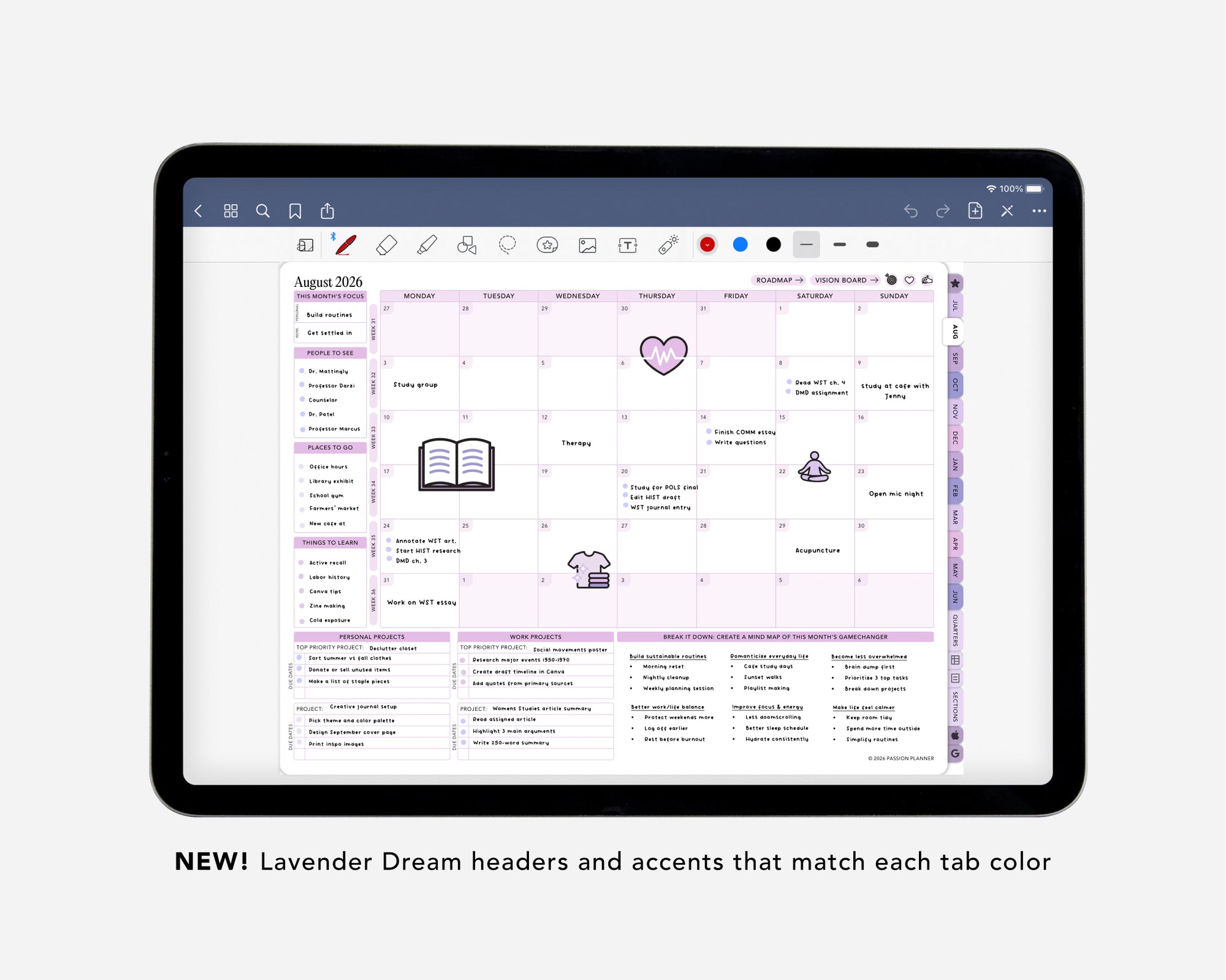 Digital Mid-Year Planner - 2026-2027 Weekly & Daily - Lavender Dream Bundle