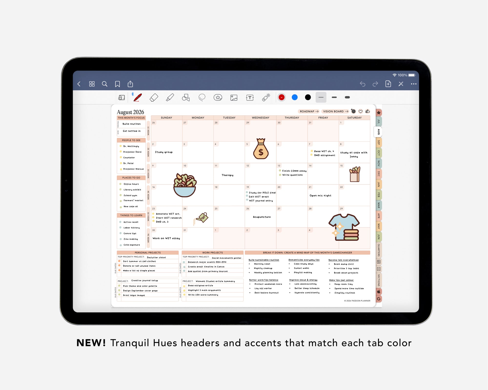 Digital Mid-Year Planner - 2026-2027 Weekly & Daily - Tranquil Hues Bundle