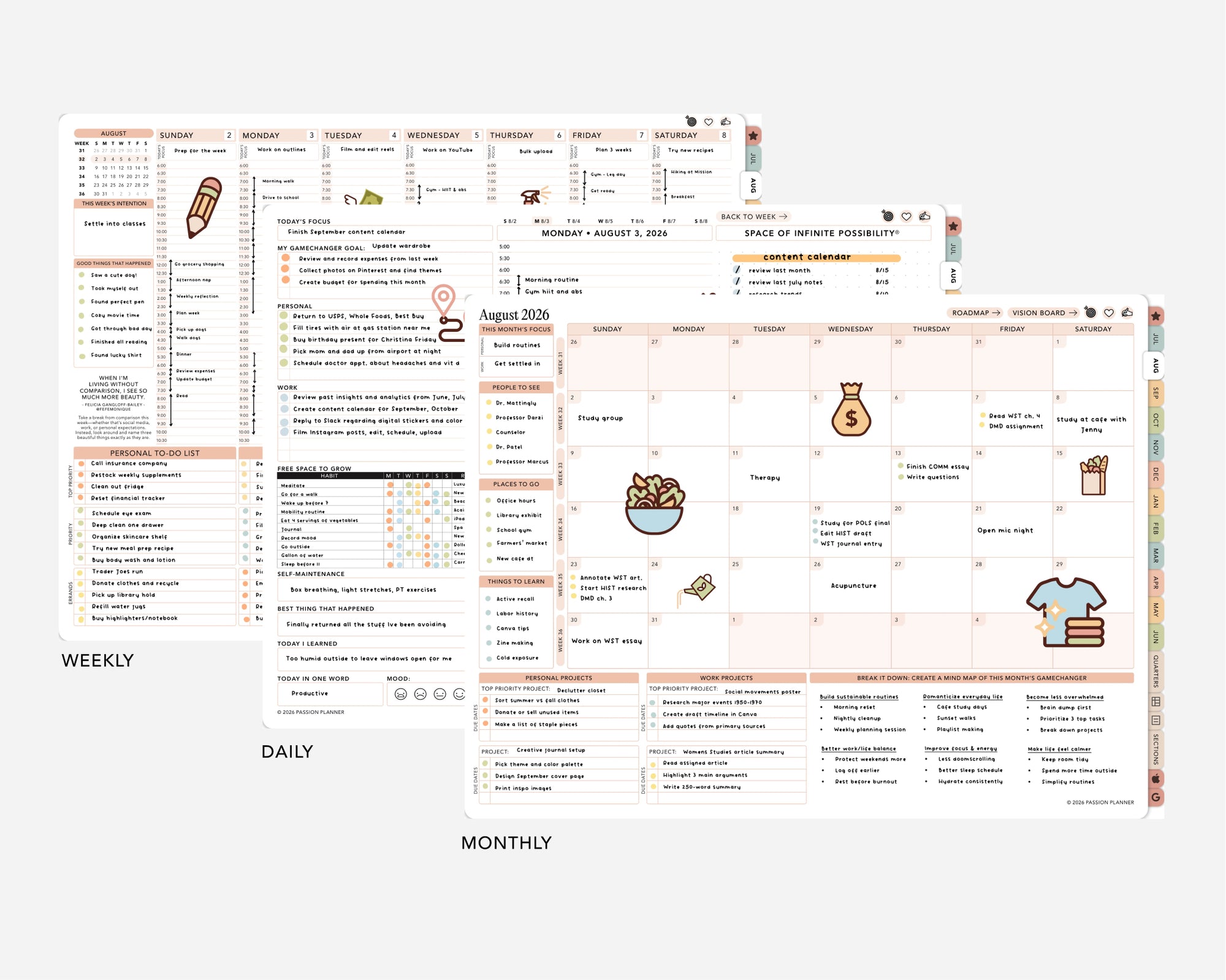 Digital Mid-Year Planner - 2026-2027 Weekly & Daily - Tranquil Hues Bundle
