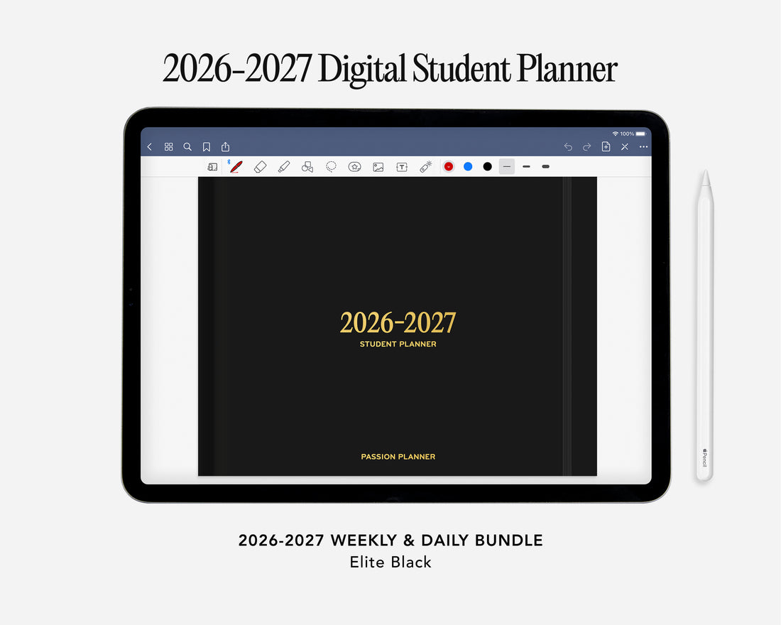 Digital Student Planner - 2026-2027 Weekly &amp; Daily - Elite Black Bundle
