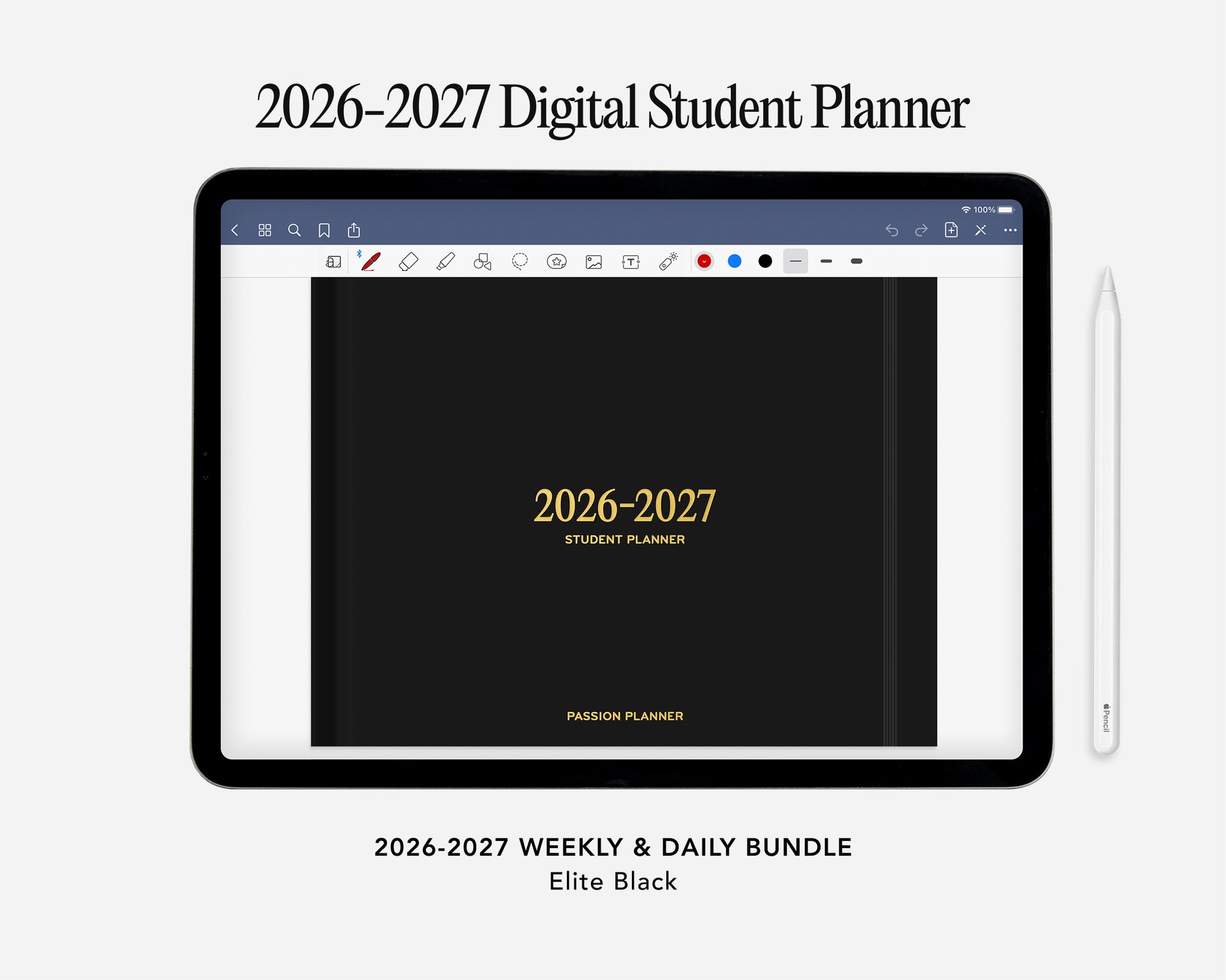 Digital Student Planner - 2026-2027 Weekly & Daily - Elite Black Bundle