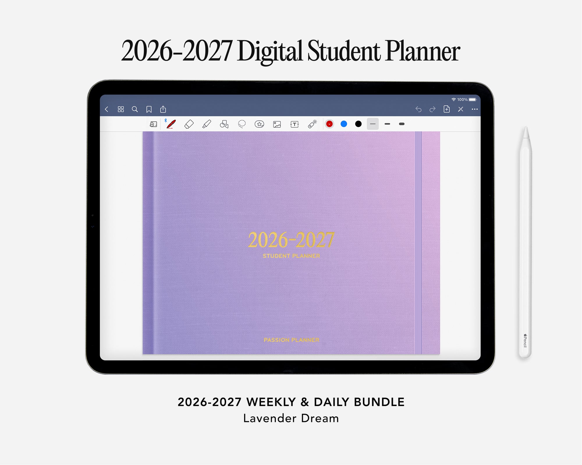 Digital Student Planner - 2026-2027 Weekly & Daily - Lavender Dream Bundle