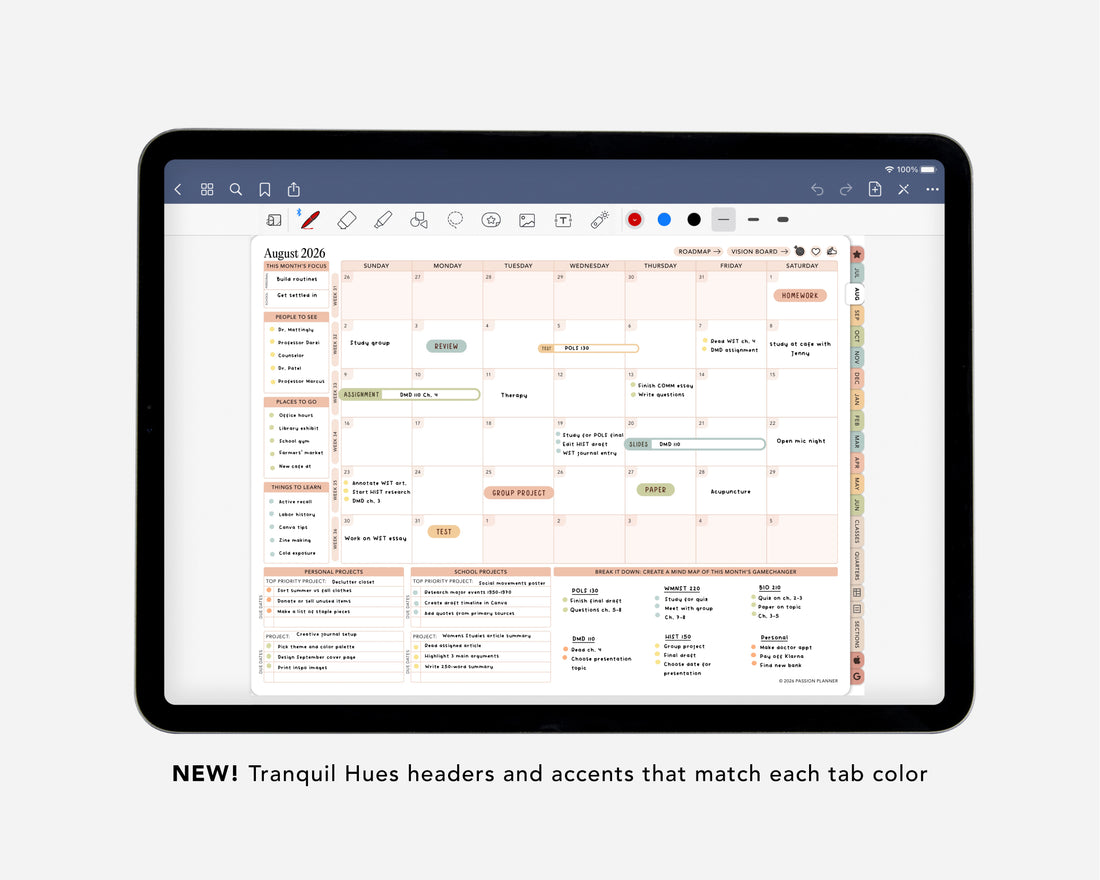 Digital Student Planner - 2026-2027 Weekly &amp; Daily - Tranquil Hues Bundle