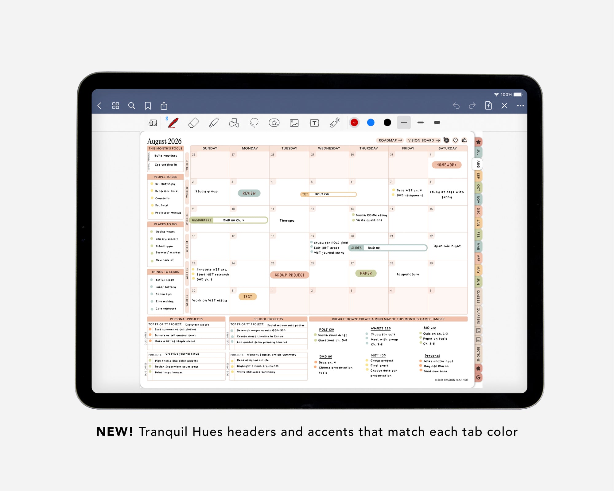 Digital Student Planner - 2026-2027 Weekly & Daily - Tranquil Hues Bundle