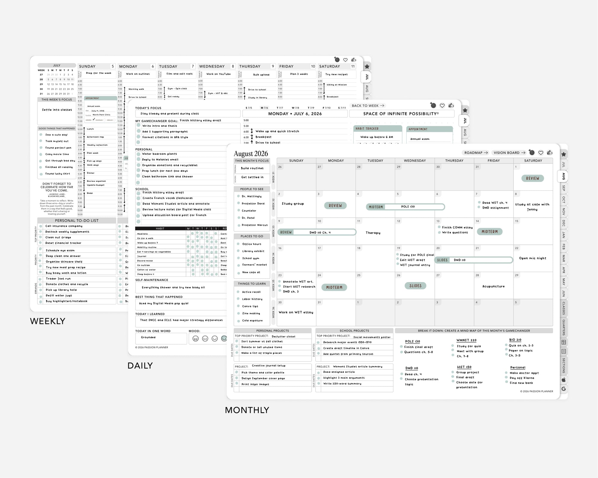 Digital Student Planner - 2026-2027 Weekly & Daily - Elite Black Bundle