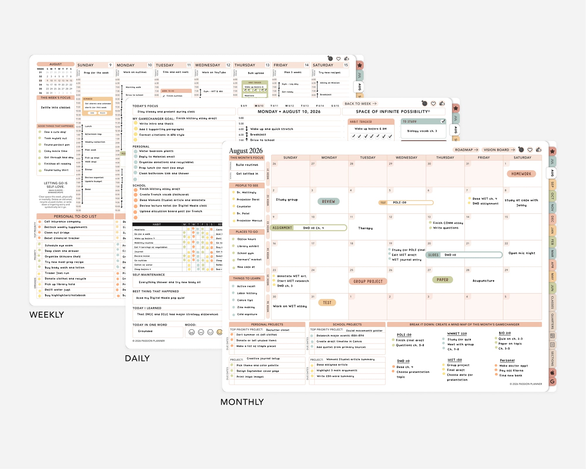 Digital Student Planner - 2026-2027 Weekly & Daily - Tranquil Hues Bundle