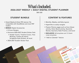 Digital Student Planner - 2026-2027 Weekly & Daily - Elite Black Bundle