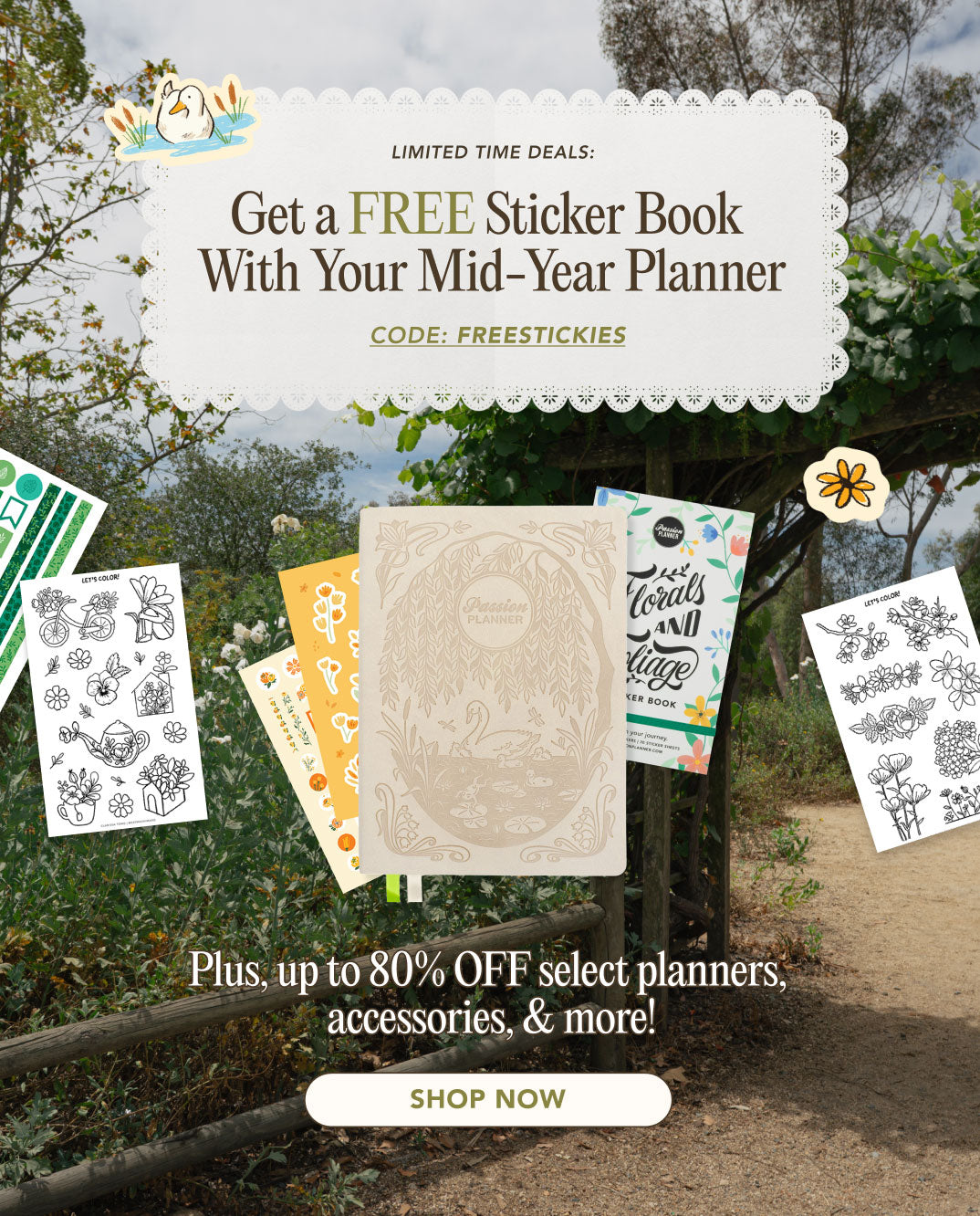 FREE Sticker Book with Mid-Year Planner Purchase + Up to 80% OFF Select Products