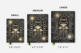 cosmic charm undated weekly planner sizes