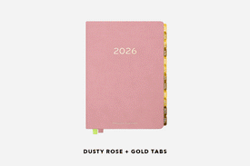 dusty rose hardcover planner and monthly tabs combinations
