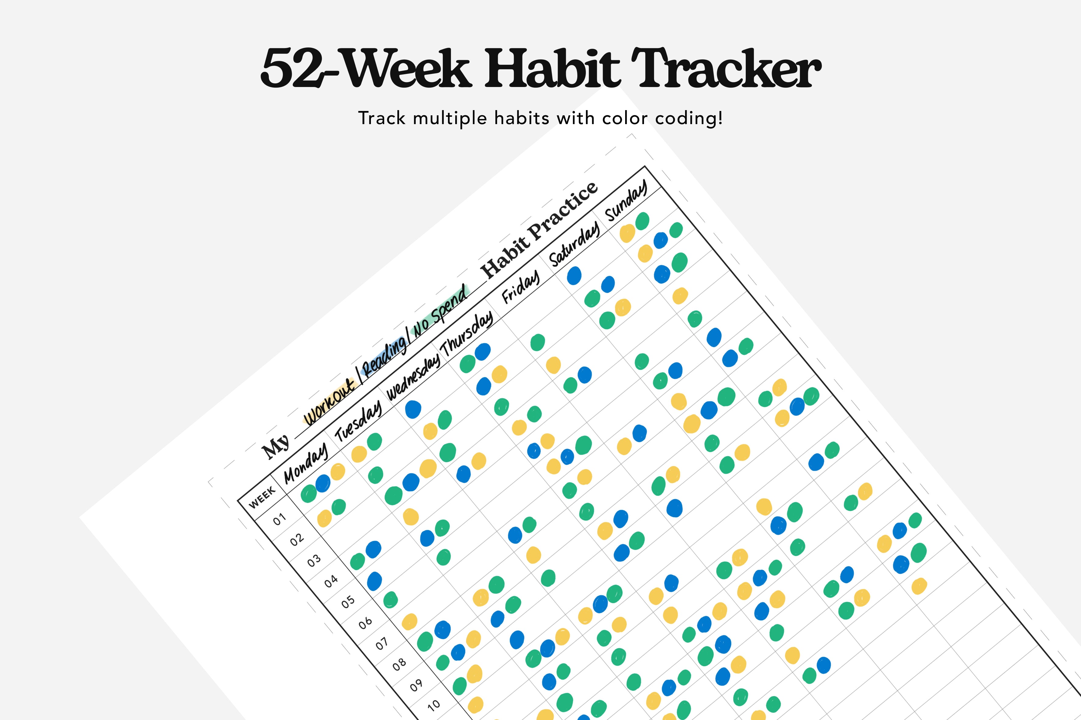 52-week habit tracker | free printable | passion planner