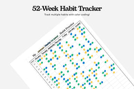 52-week color coded habit tracker 