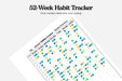 52-week color coded habit tracker 