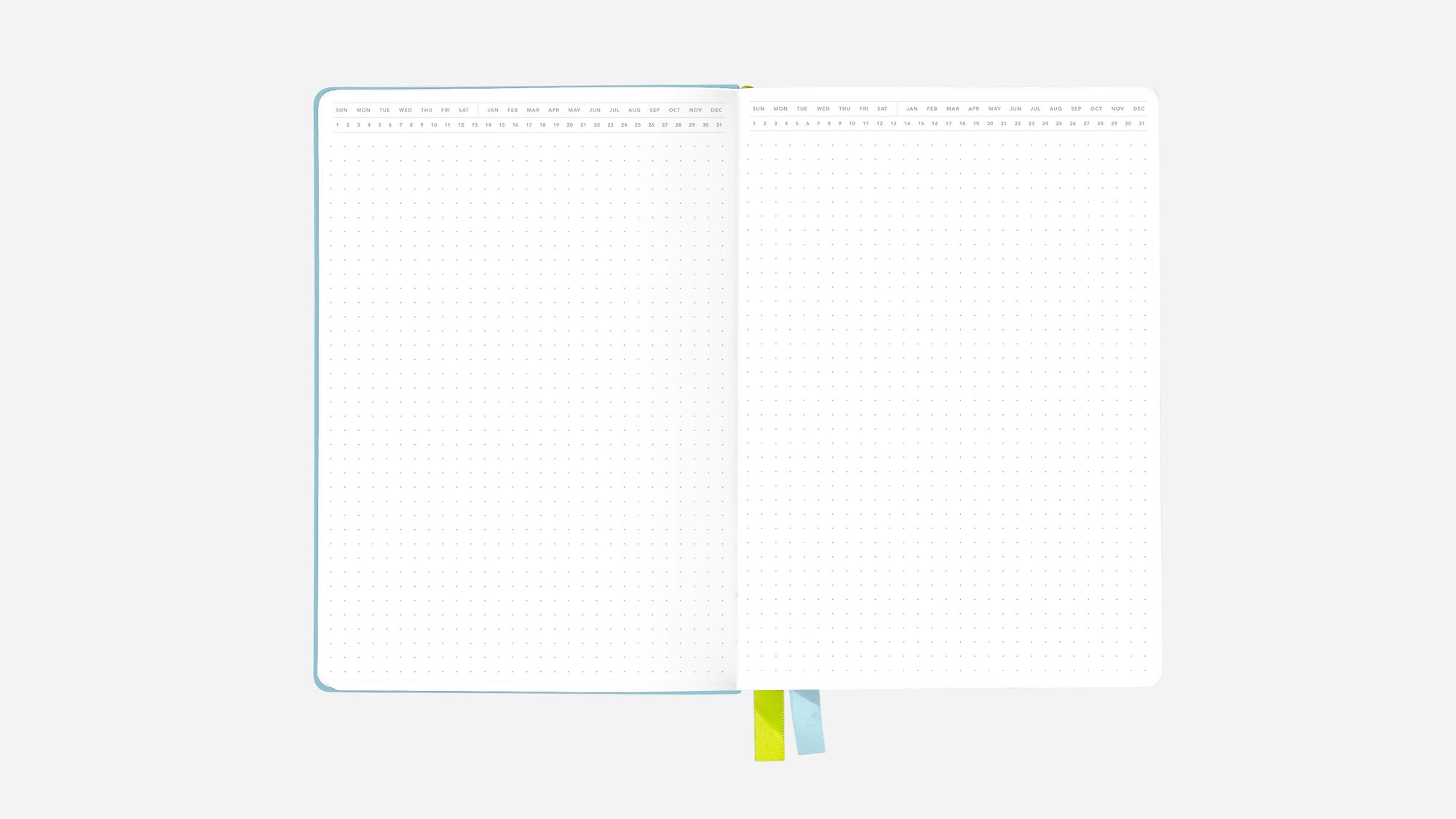 dreamy blue bullet journal open