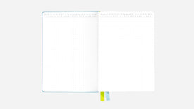 dreamy blue bullet journal open