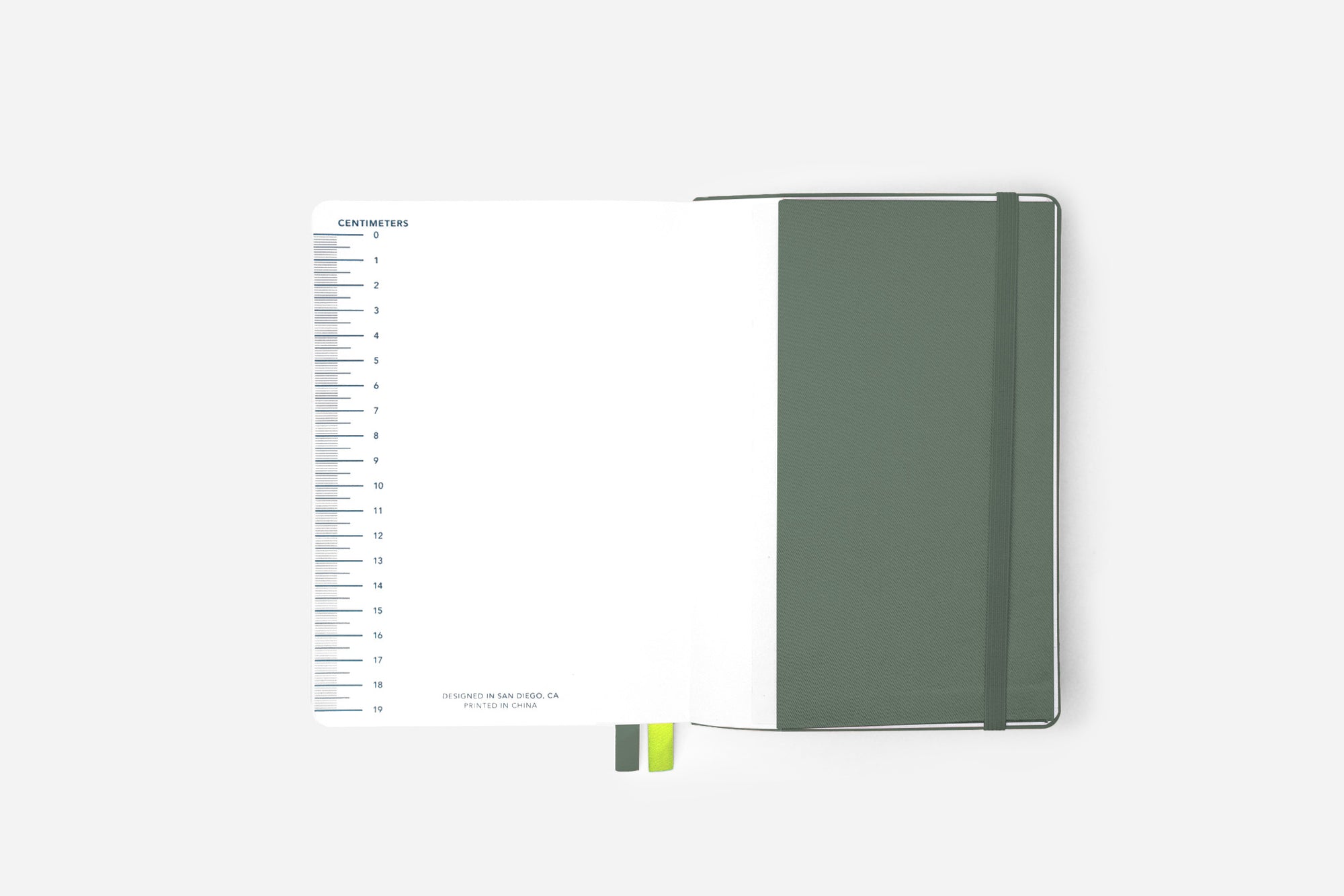 calm green bullet journal back pocket