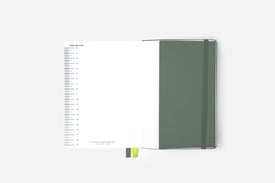 calm green bullet journal back pocket