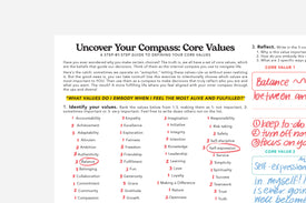 core values worksheet close up