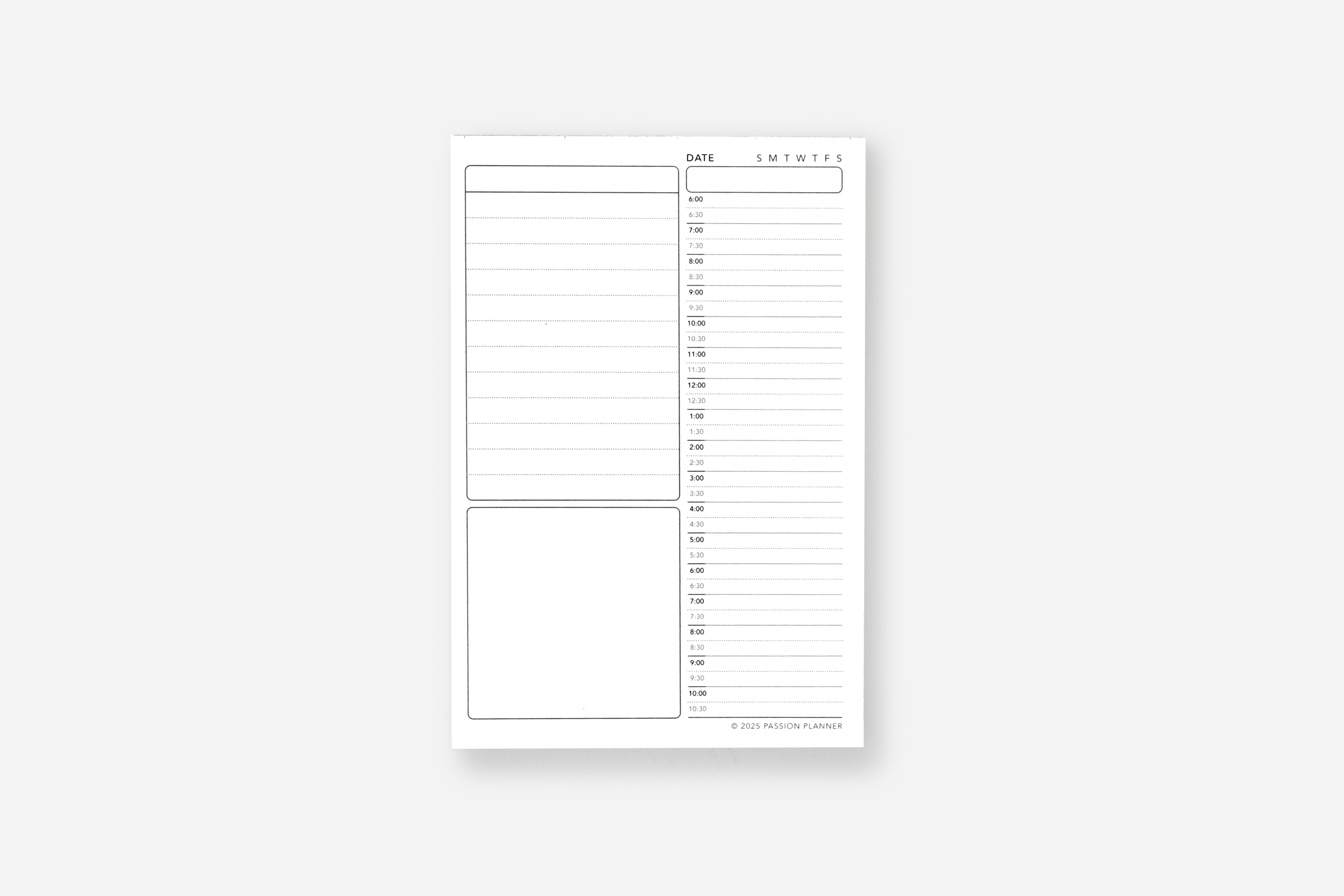 Notepad Insert | Daily Schedule | Passion Planner