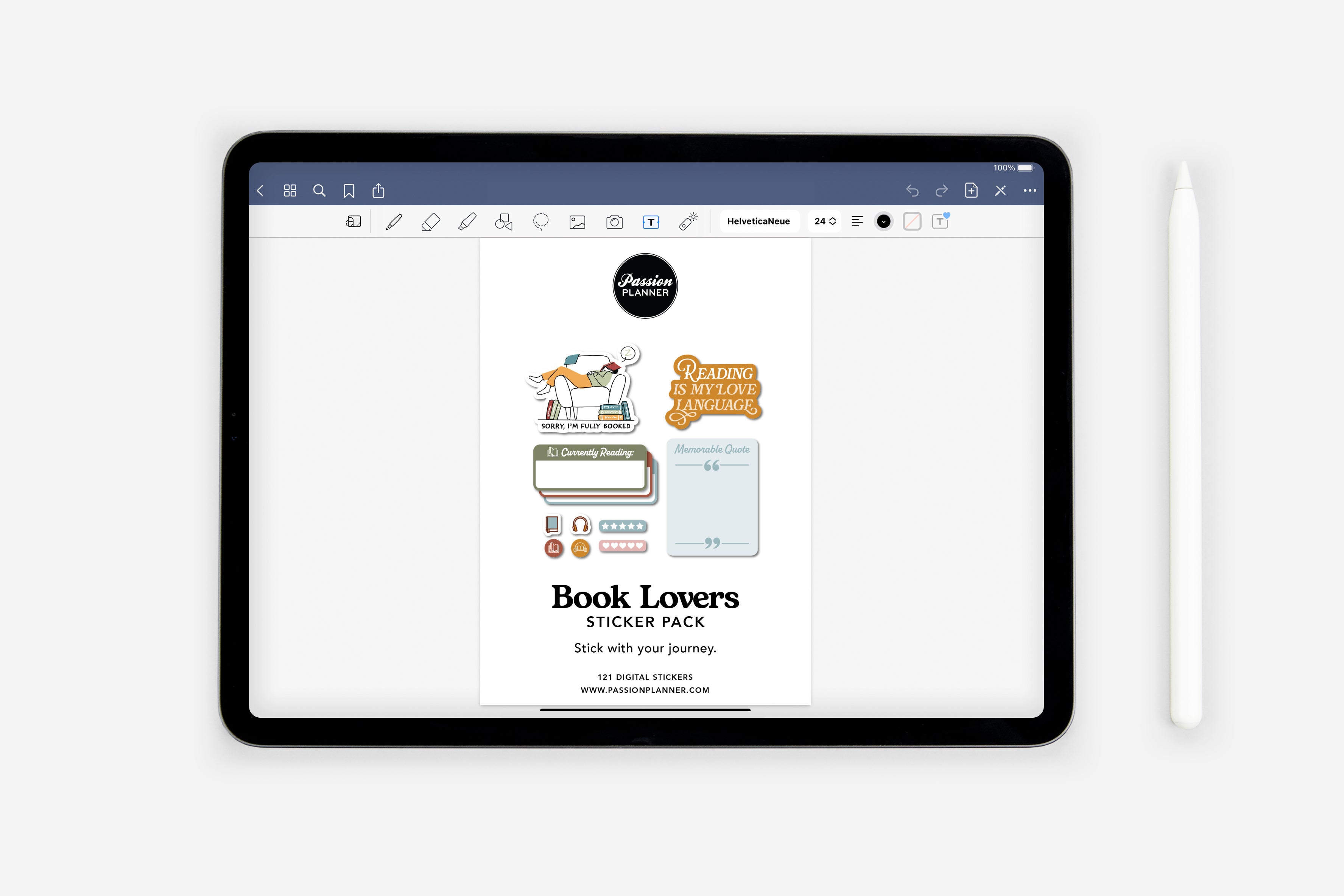 book lovers digital sticker pack